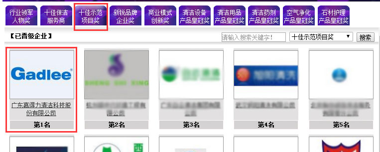 慧聰網 十佳示范項目獎 嘉得力清潔設備